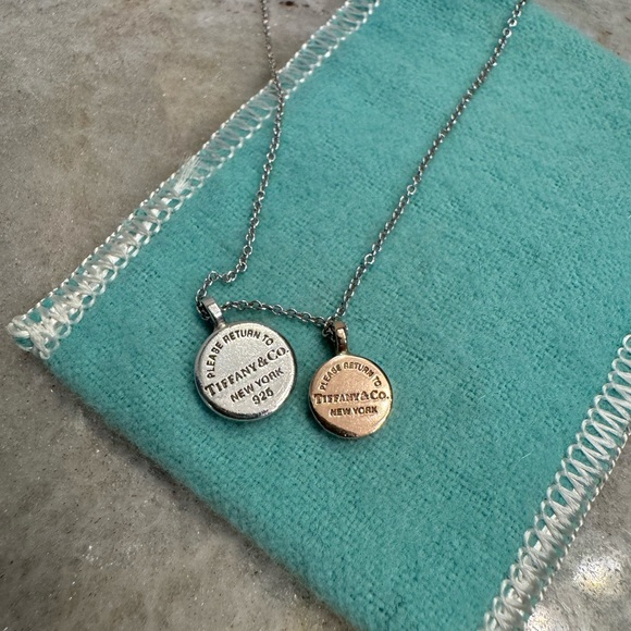 Tiffany & Co. Silver and Rubedo RTT Double Pendant Necklace - Picture 6 of 7